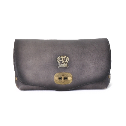 Castel Del Piano Clutch in cow leather - Bruce Grey