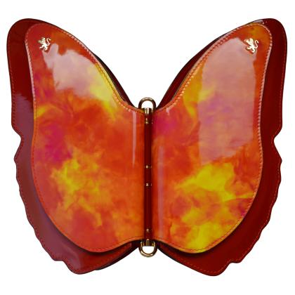 Farfalla Backpack V383/CH in patent calfskin - Patent Orange Fusion