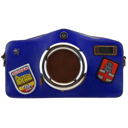 Photocamera Bruce Cross-Body Bag in cow leather - Bruce Electric Blue