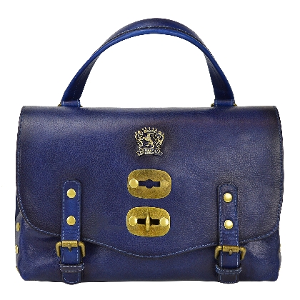 Woman Bag Castell'Azzara Small in cow leather - Bruce Blue