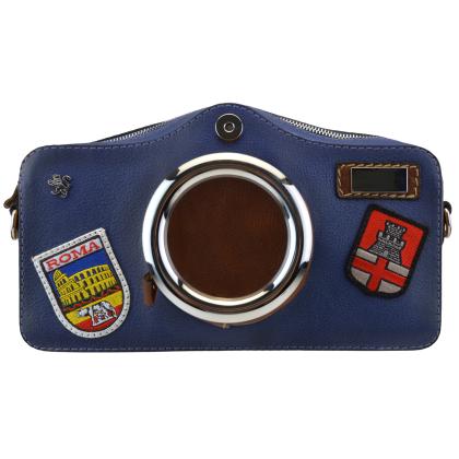 Photocamera Bruce Cross-Body Bag in cow leather - Bruce Blue