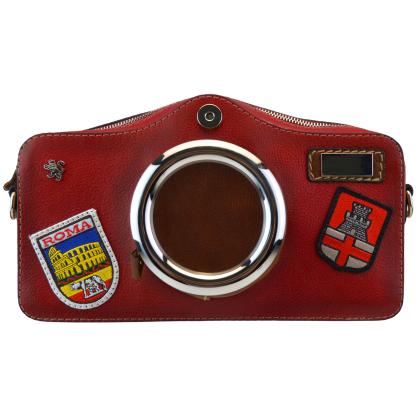 Photocamera Bruce Cross-Body Bag in cow leather - Bruce Cherry
