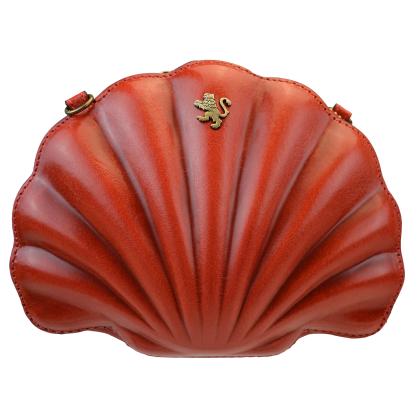 Shell Cross Body Bag B454 in Full Grane Leather - Bruce Cherry