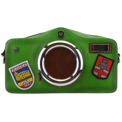 Photocamera Bruce Cross-Body Bag in cow leather - Bruce Emerald
