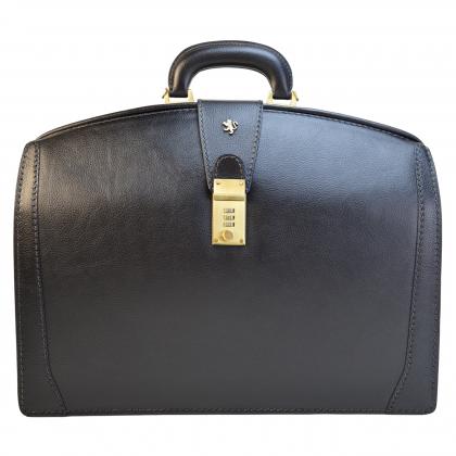 Briefcase for Laptop Brunelleschi in cow leather - Bruce Black