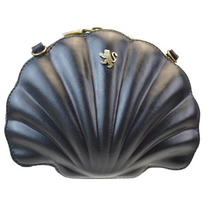 Shell Cross Body Bag B454 in Full Grane Leather - Bruce Black