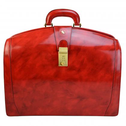 Brunelleschi Briefcase in cow leather - Radica Cherry