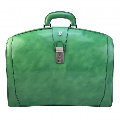 Brunelleschi Briefcase in cow leather - Radica Dark Green