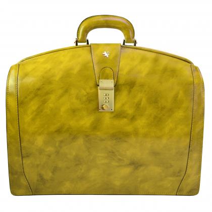 Brunelleschi Briefcase in cow leather - Radica Mustard