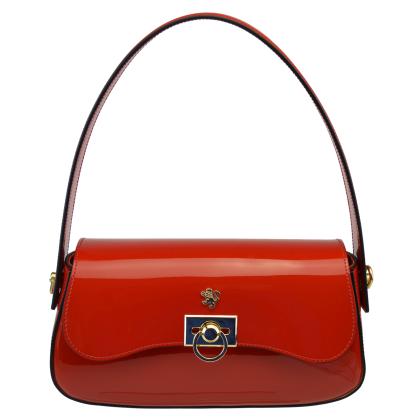 Castellina V368 bag in patent calfskin - Patent Cherry