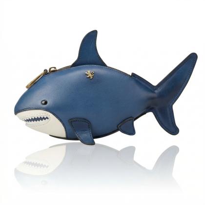 Shark, CrossBody Bag B222 in Full Grane Leather - Bruce Bleu