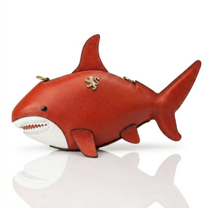 Shark, CrossBody Bag B222 in Full Grane Leather - Bruce Cherry